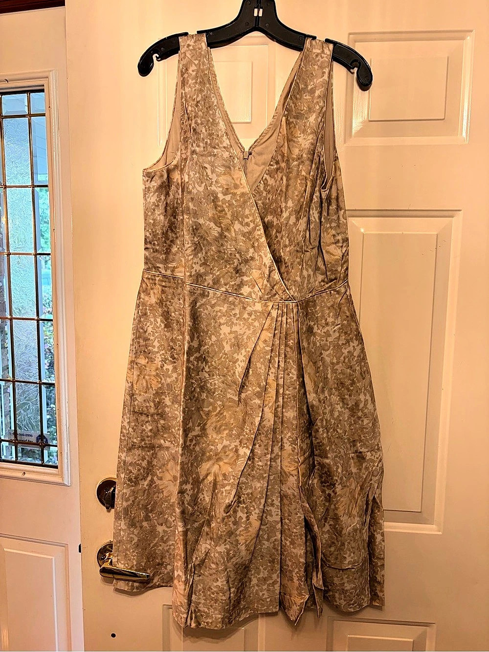 Talbots A-Line Dress Floral A-Line Midi Dress in Brown & Cream Size 18 NWT